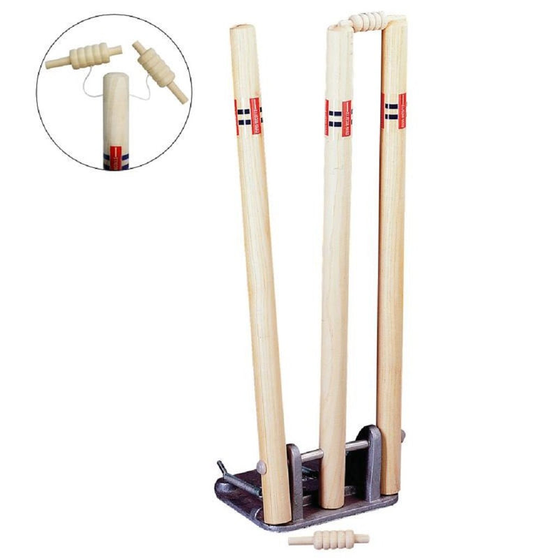 Wooden Spring Return Stumps w String Bails | Gray-Nicolls Cricket Bats, Protective Wear, Clothing & Accessories